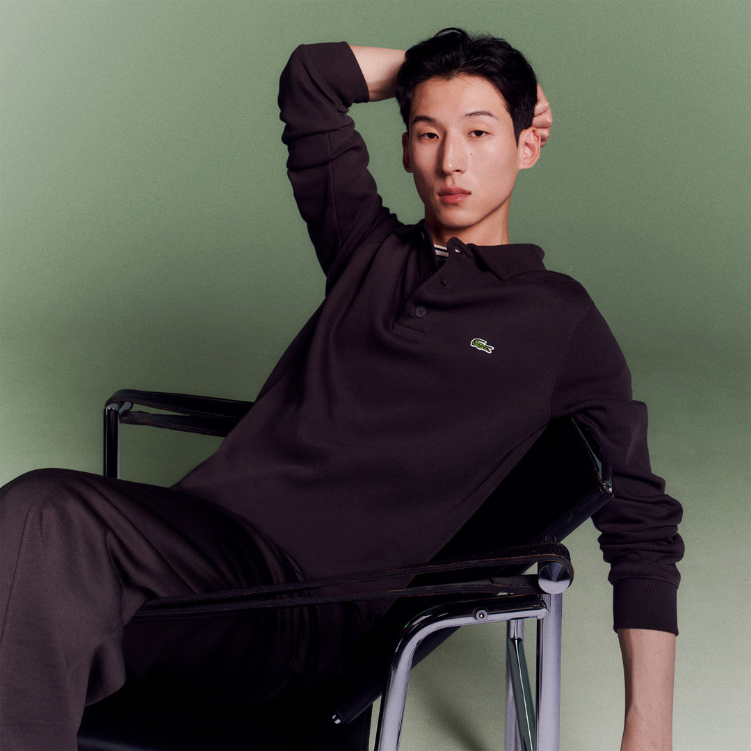 Ribbed Cotton Polo Collar Sweatshirt - SH5781