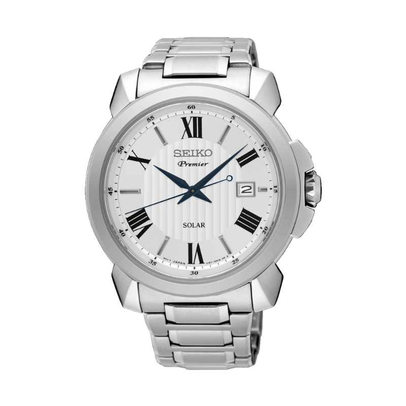 SEIKO PREMIER SOLAR WHITE DIAL SILVER BRACELET - SNE453P1