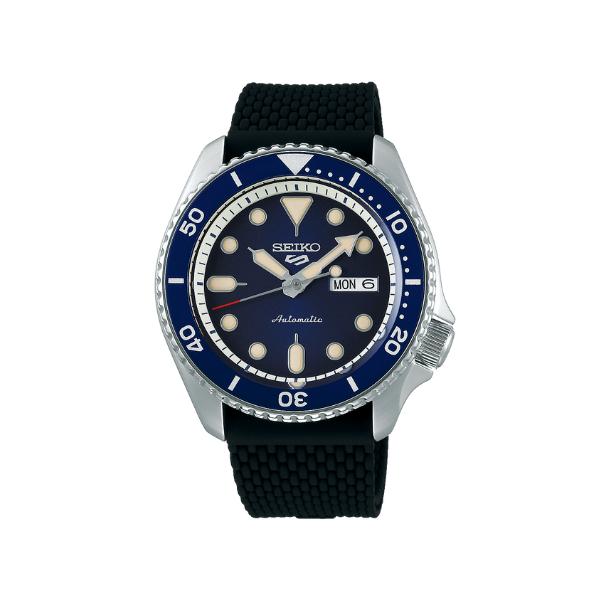 SEIKO 5 BLUE DIAL BLK SILICONE STRAP 42.5MM - SRPD71K2Q - MYHOLDAL LEBANON