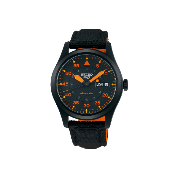 SEIKO 5 FLIEGER BLACK DIAL BLACK STRAP 39.38MM - SRPH33K1Q - MYHOLDAL LEBANON