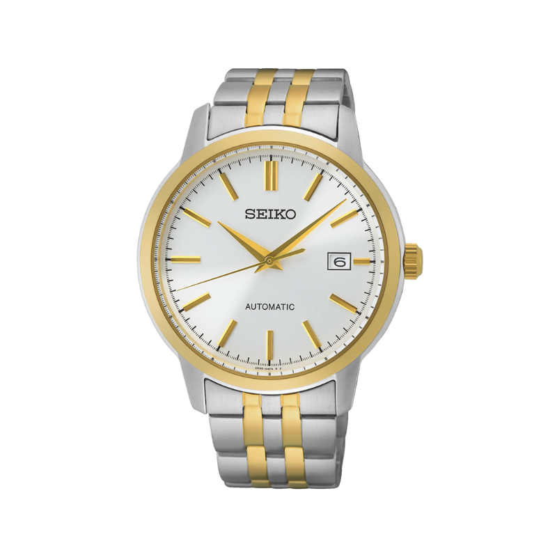 ESSENTIALS AUTO. WHITE DIAL SILVER & GOLD STEEL 41.2MM- SRPH92K1