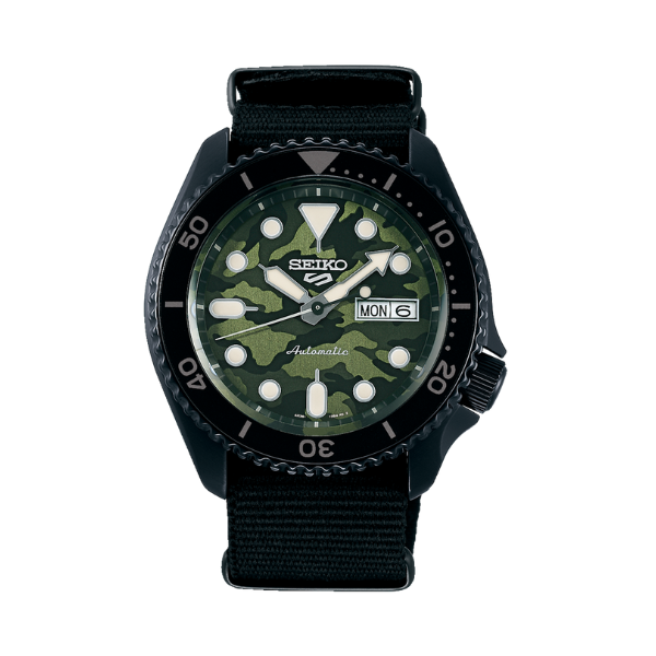 SEIKO 5 CAMOUFLAGE GREEN DIAL BLK STRAP 42.5MM - SRPJ37K1Q