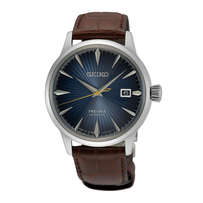 PRESAGE COCKTAIL BLUE DIAL BROWN STRAP 40.5MM - SRPK15