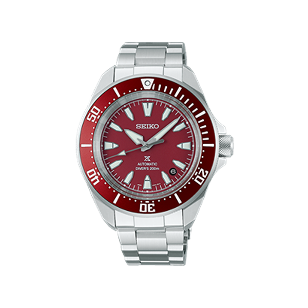 PROSPEX SEA DIVERS RED DIAL SILVER STEEL 41.7MM- SRPL11K1