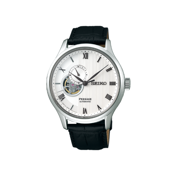 SEIKO PRESAGE AUTOMATIC WHITE DIAL BLK LEATHER- SSA379J1
