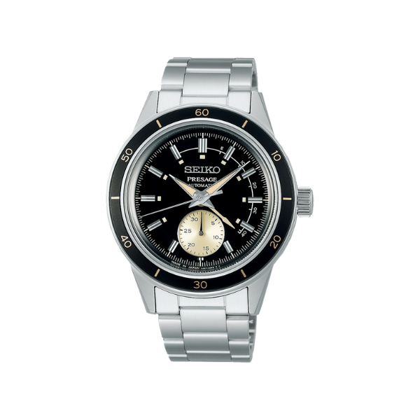 PRESAGE WITH SECONDS BLACK DIAL SILVER STEEL 40.8MM - SSA449J1
