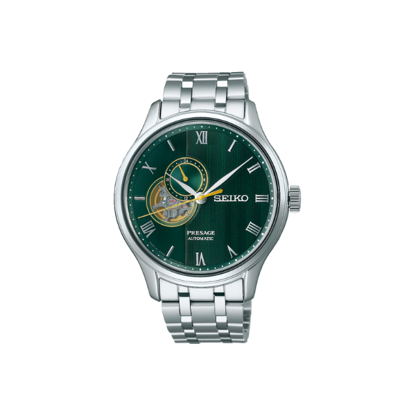 PSG JAPANESE GARDERN  GREEN DIAL SILVER STEEL 41.8MM -SSA463J1 - MYHOLDAL LEBANON