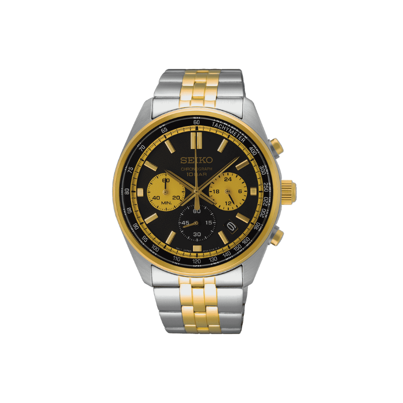 SPORTS CHR. BLK GOLD DIAL SILVER & GOLD STEEL 41.5MM- SSB430P1 - MYHOLDAL LEBANON