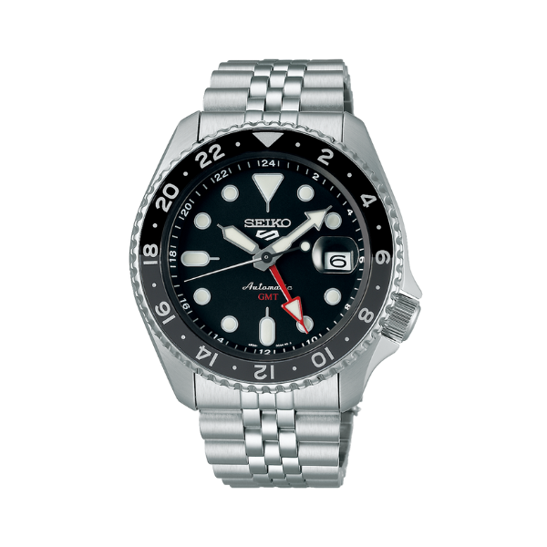 SEIKO 5 GMT GLOSS BLACK BLK DIAL JUBILEE BRACELET 42.5MM - SSK001K1 - MYHOLDAL LEBANON