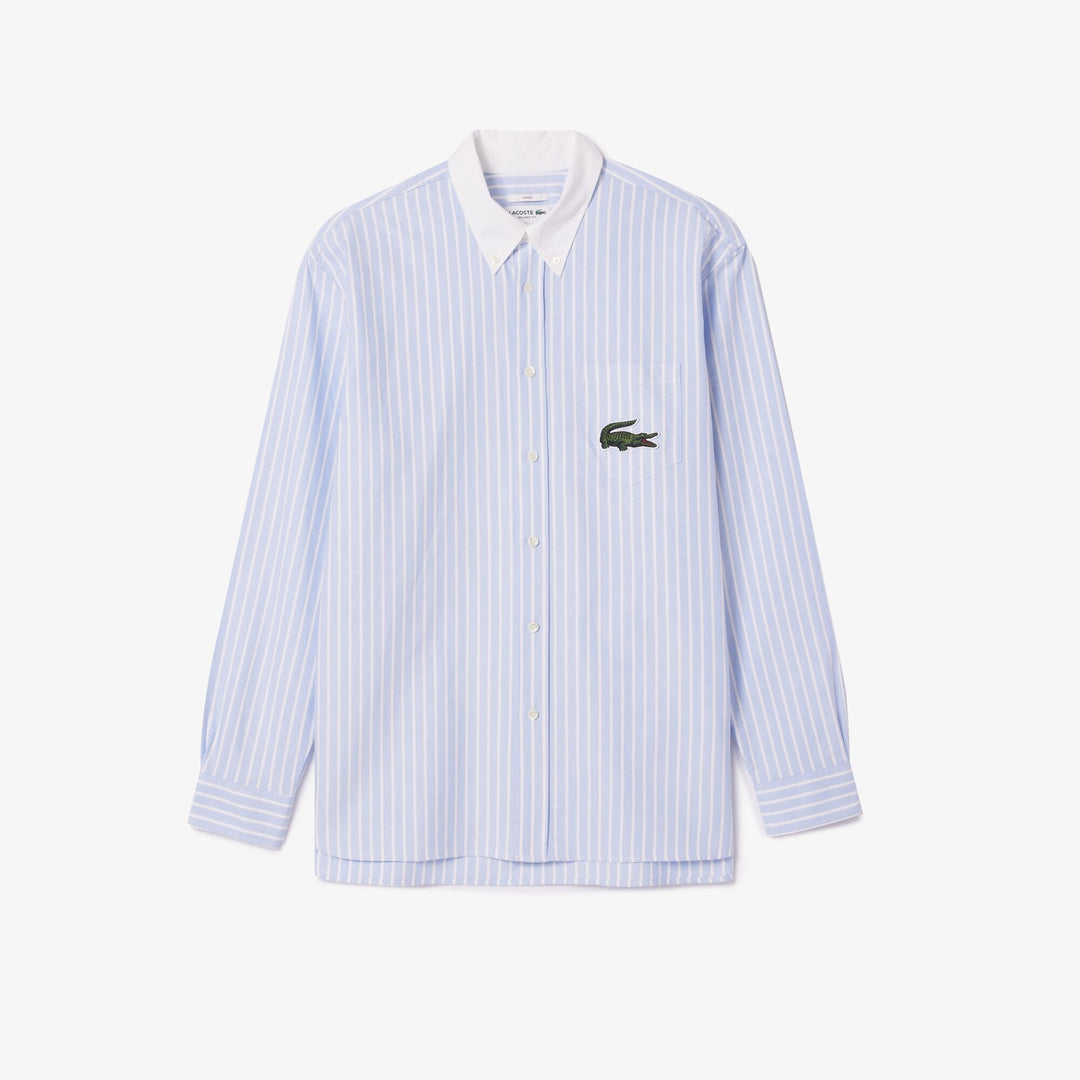 Striped Maxi Croc Contrast Collar Cotton Oxford Shirt - CH7610