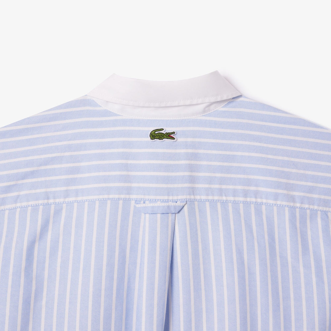 Striped Maxi Croc Contrast Collar Cotton Oxford Shirt - CH7610