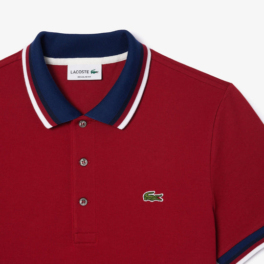 Regular Fit Stretch Cotton Pique Contrast Collar Polo Shirt - PH3461