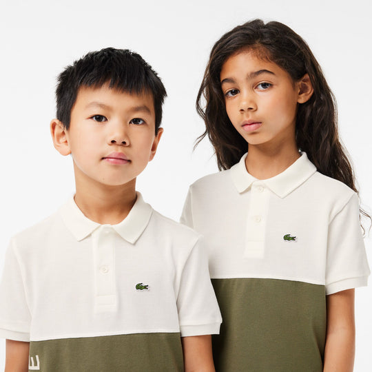 Kids’ Lacoste Organic Cotton Pique Colourblock Polo Shirt - PJ5294