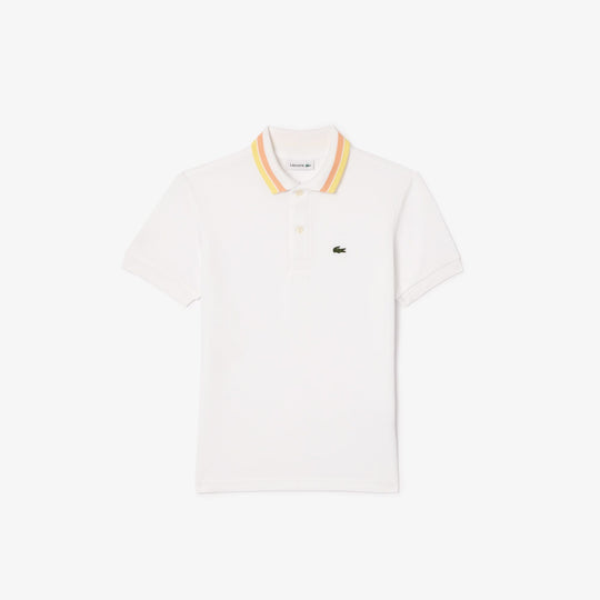 Boys' Lacoste Tricolour Collar Cotton Petit Pique Polo - PJ9702