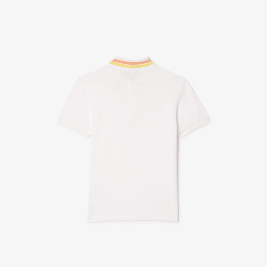 Boys' Lacoste Tricolour Collar Cotton Petit Pique Polo - PJ9702
