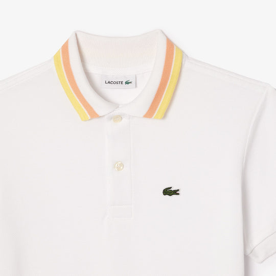 Boys' Lacoste Tricolour Collar Cotton Petit Pique Polo - PJ9702