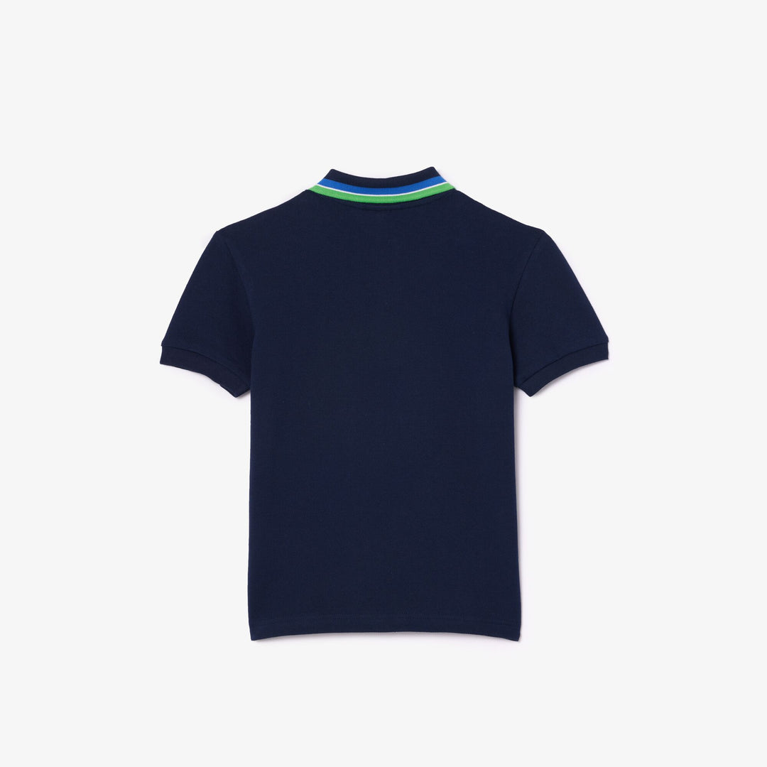 Boys' Lacoste Tricolour Collar Cotton Petit Pique Polo - PJ9702