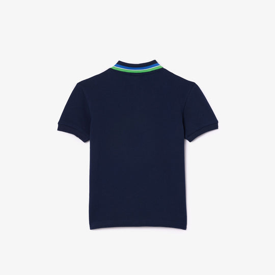 Boys' Lacoste Tricolour Collar Cotton Petit Pique Polo - PJ9702