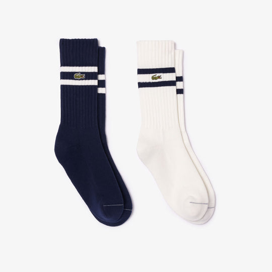 Unisex ribbed knit socks with contrast stripes  - RA6842