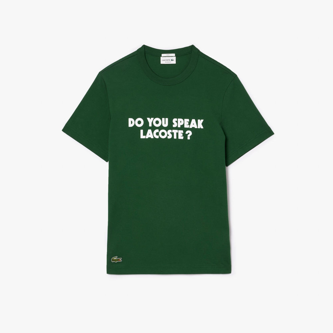 Pique Effect Slogan Cotton Jersey T-shirt - TH0134