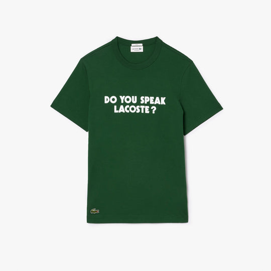 Pique Effect Slogan Cotton Jersey T-shirt - TH0134