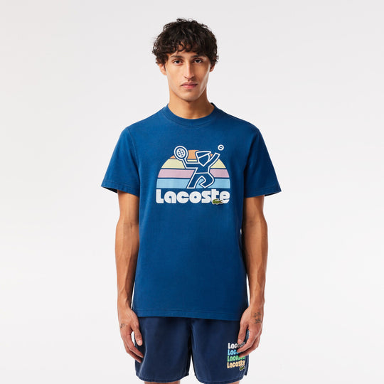Washed Effect Tennis Print T-shirt  - TH8567