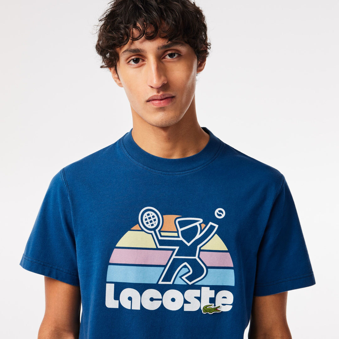 Washed Effect Tennis Print T-shirt  - TH8567