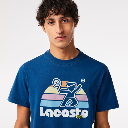 Washed Effect Tennis Print T-shirt  - TH8567