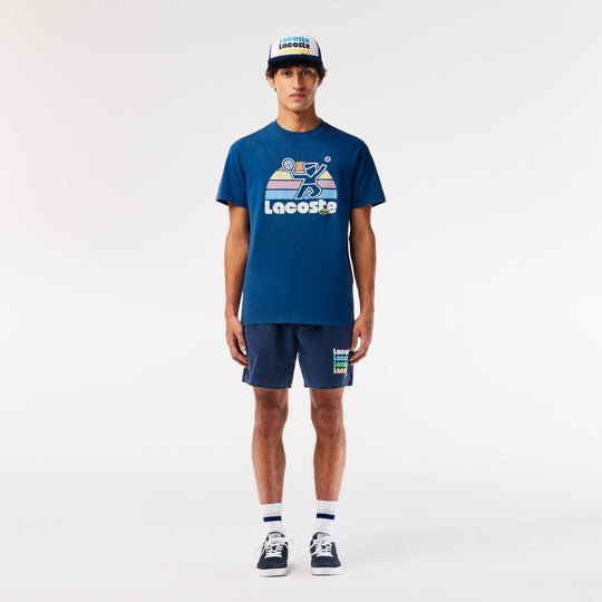 Washed Effect Tennis Print T-shirt  - TH8567