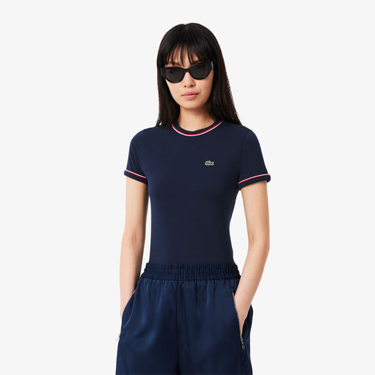 Contrast Accent Jersey T-shirt-TF0347