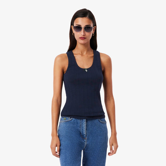 Slim Fit Pointelle Knit Cotton Tank Top - TF5279