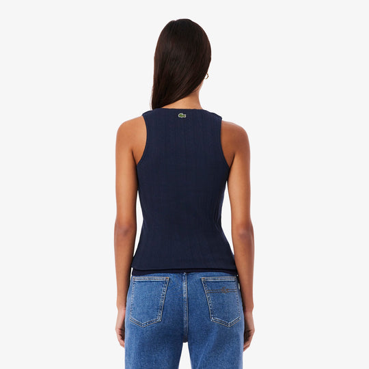 Slim Fit Pointelle Knit Cotton Tank Top - TF5279