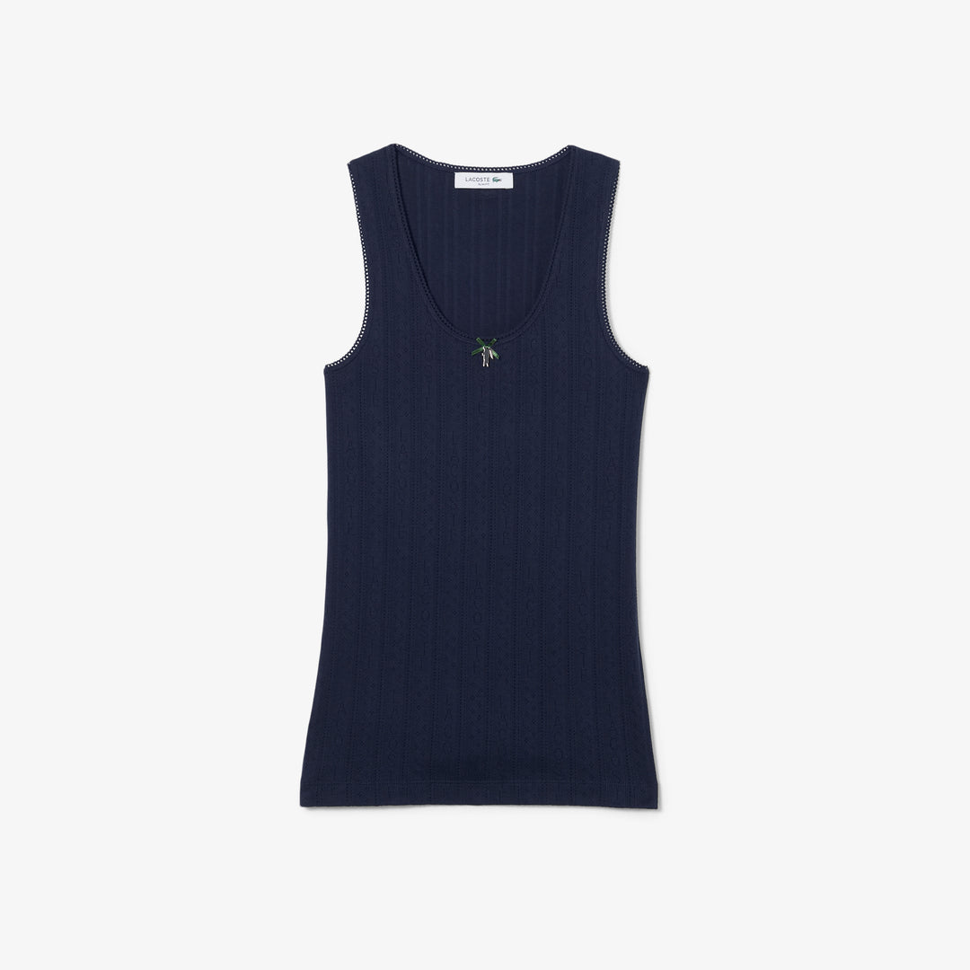 Slim Fit Pointelle Knit Cotton Tank Top - TF5279