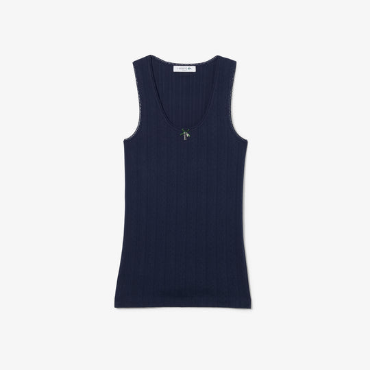Slim Fit Pointelle Knit Cotton Tank Top - TF5279