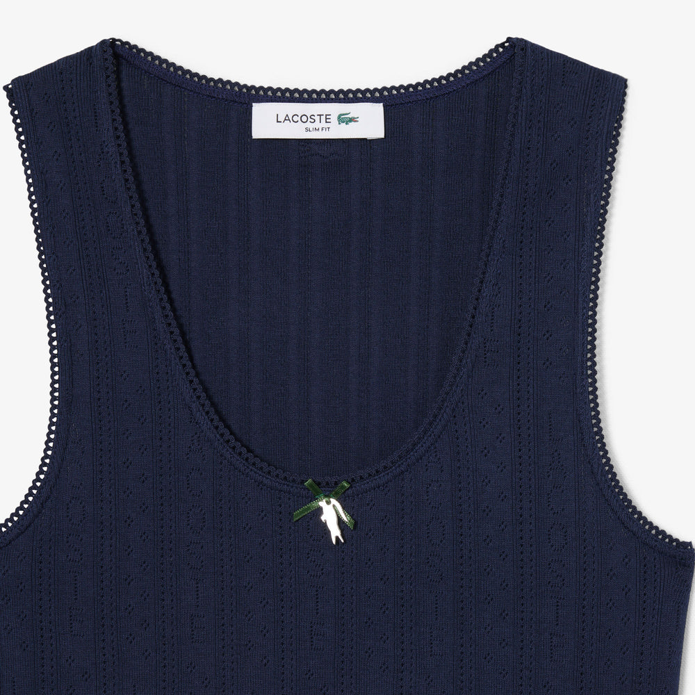 Slim Fit Pointelle Knit Cotton Tank Top - TF5279