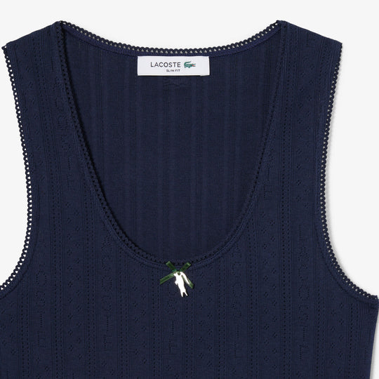 Slim Fit Pointelle Knit Cotton Tank Top - TF5279