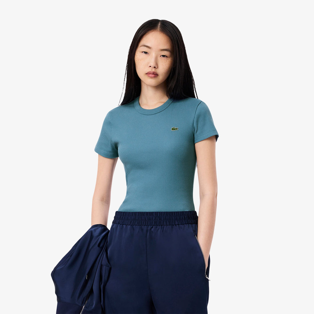 Slim Fit Ribbed Cotton T-shirt-TF5538