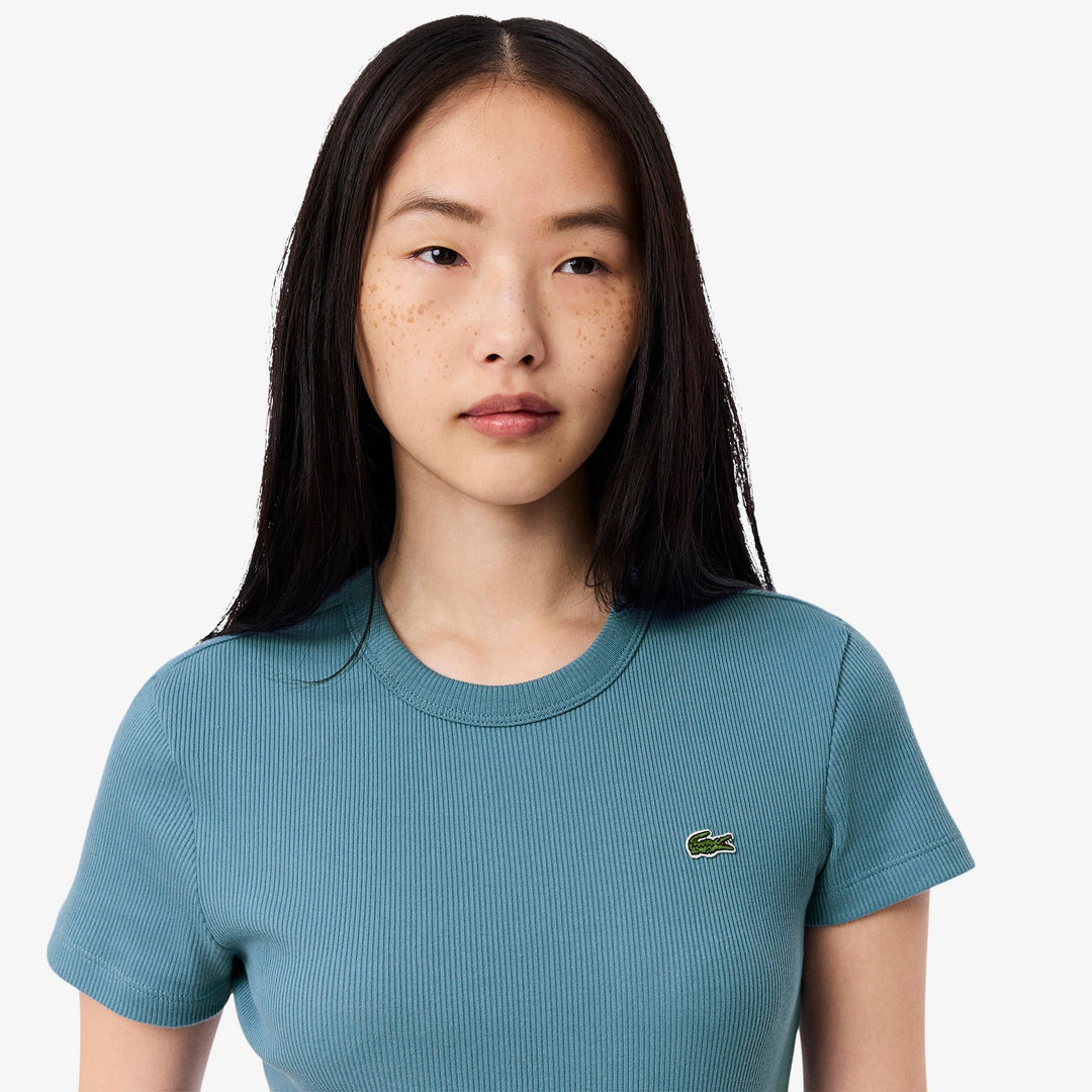 Slim Fit Ribbed Cotton T-shirt-TF5538