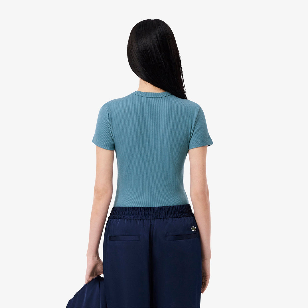 Slim Fit Ribbed Cotton T-shirt-TF5538
