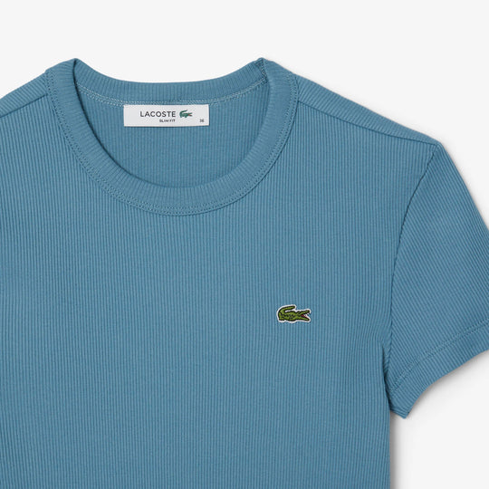 Slim Fit Ribbed Cotton T-shirt-TF5538