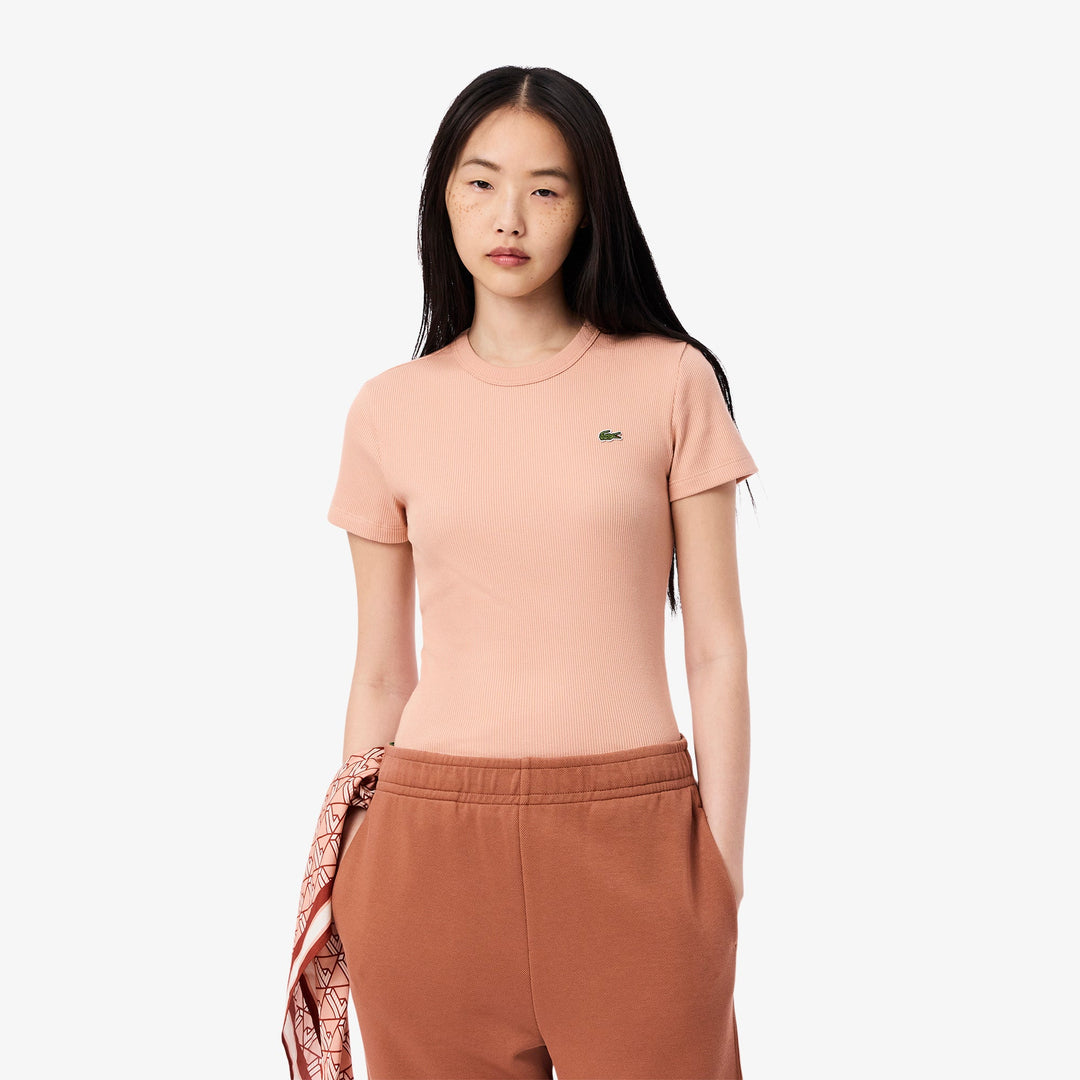 Slim Fit Ribbed Cotton T-shirt-TF5538