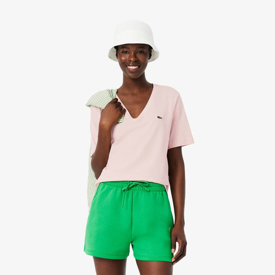Relaxed Fit Soft Cotton V Neck T-shirt-TF7300