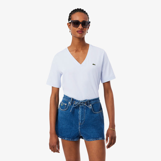 Relaxed Fit Soft Cotton V Neck T-shirt - TF7300