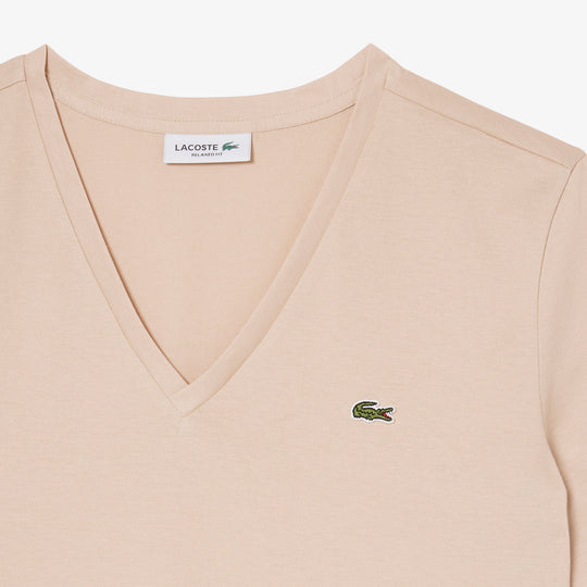 Relaxed Fit Soft Cotton V Neck T-shirt - TF7300