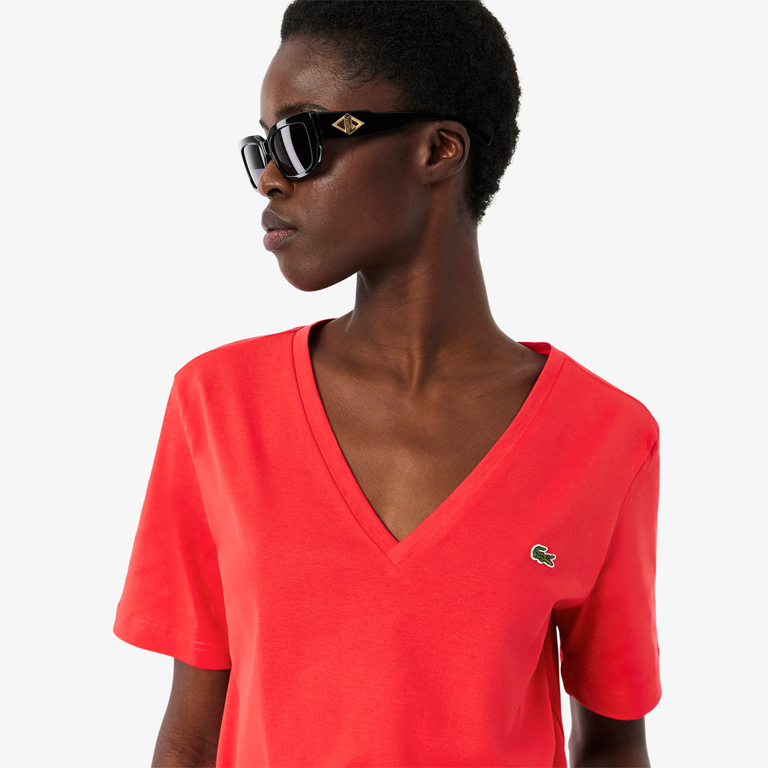Relaxed Fit Soft Cotton V Neck T-shirt - TF7300
