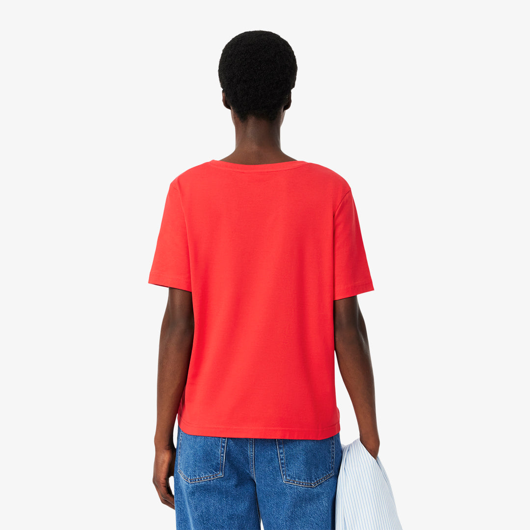 Relaxed Fit Soft Cotton V Neck T-shirt - TF7300
