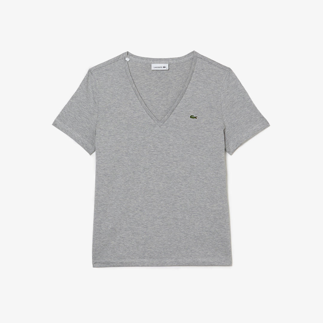 Shop The Latest Collection Of Lacoste Women’S V-Neck Loose Fit Cotton T-Shirt - Tf8392 In Lebanon