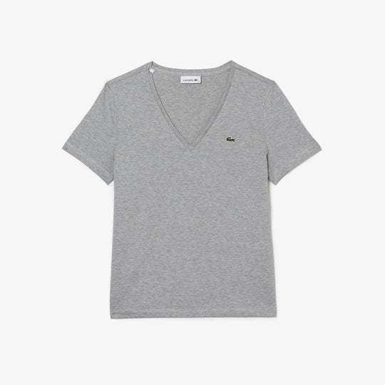 Shop The Latest Collection Of Lacoste Women’S V-Neck Loose Fit Cotton T-Shirt - Tf8392 In Lebanon