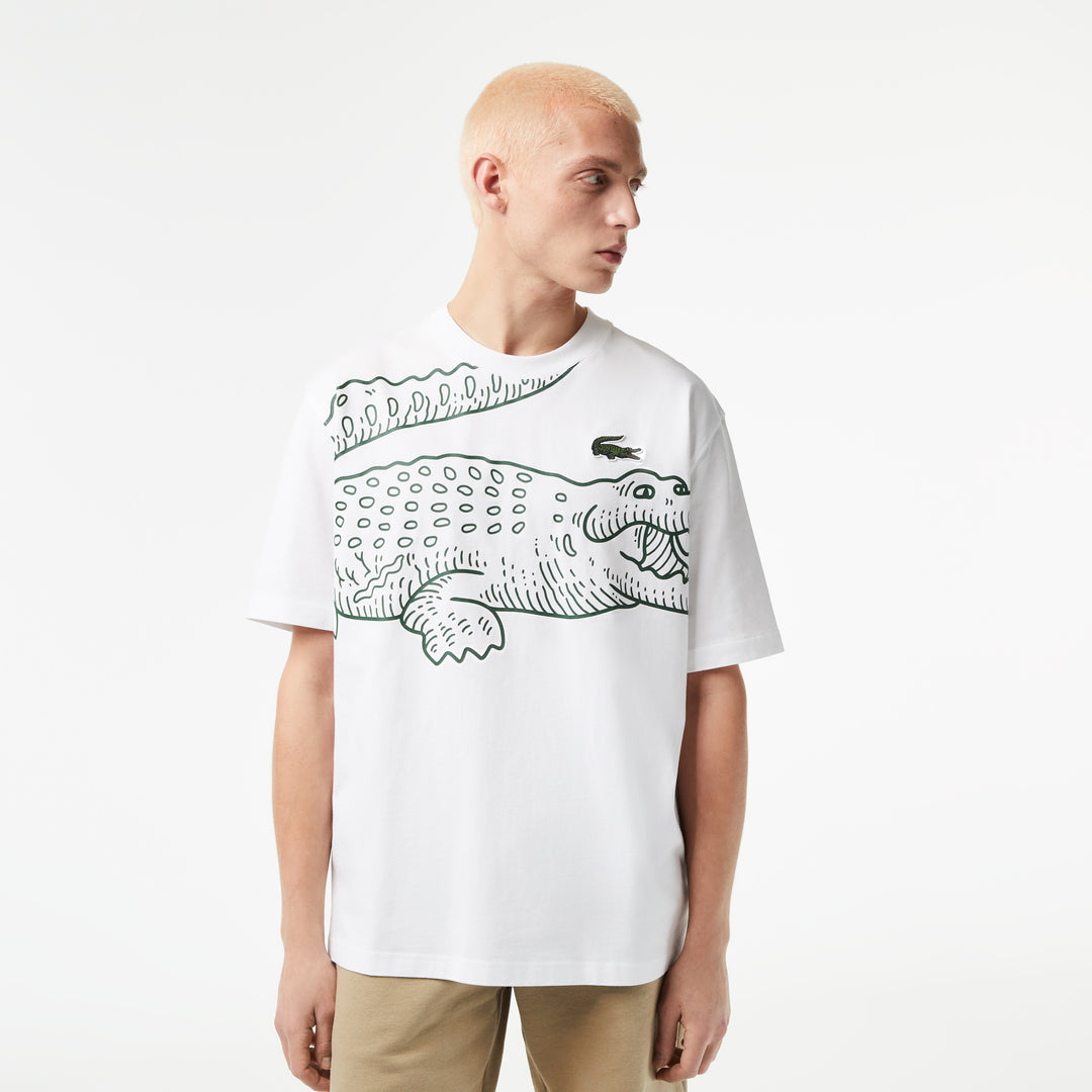 Men’S Lacoste Round Neck Loose Fit Crocodile Print T-Shirt - Th5511
