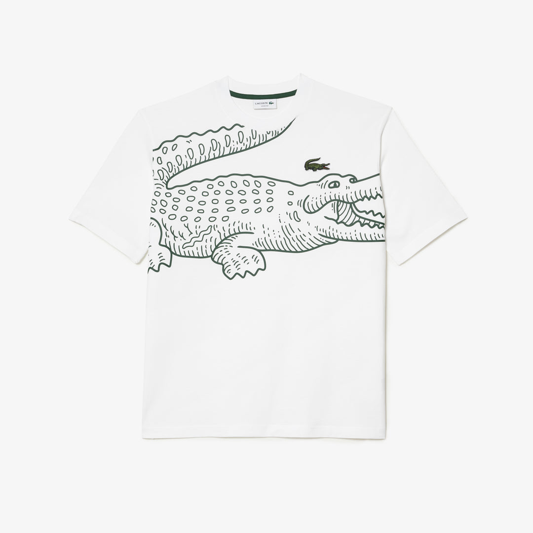 Men’S Lacoste Round Neck Loose Fit Crocodile Print T-Shirt - Th5511